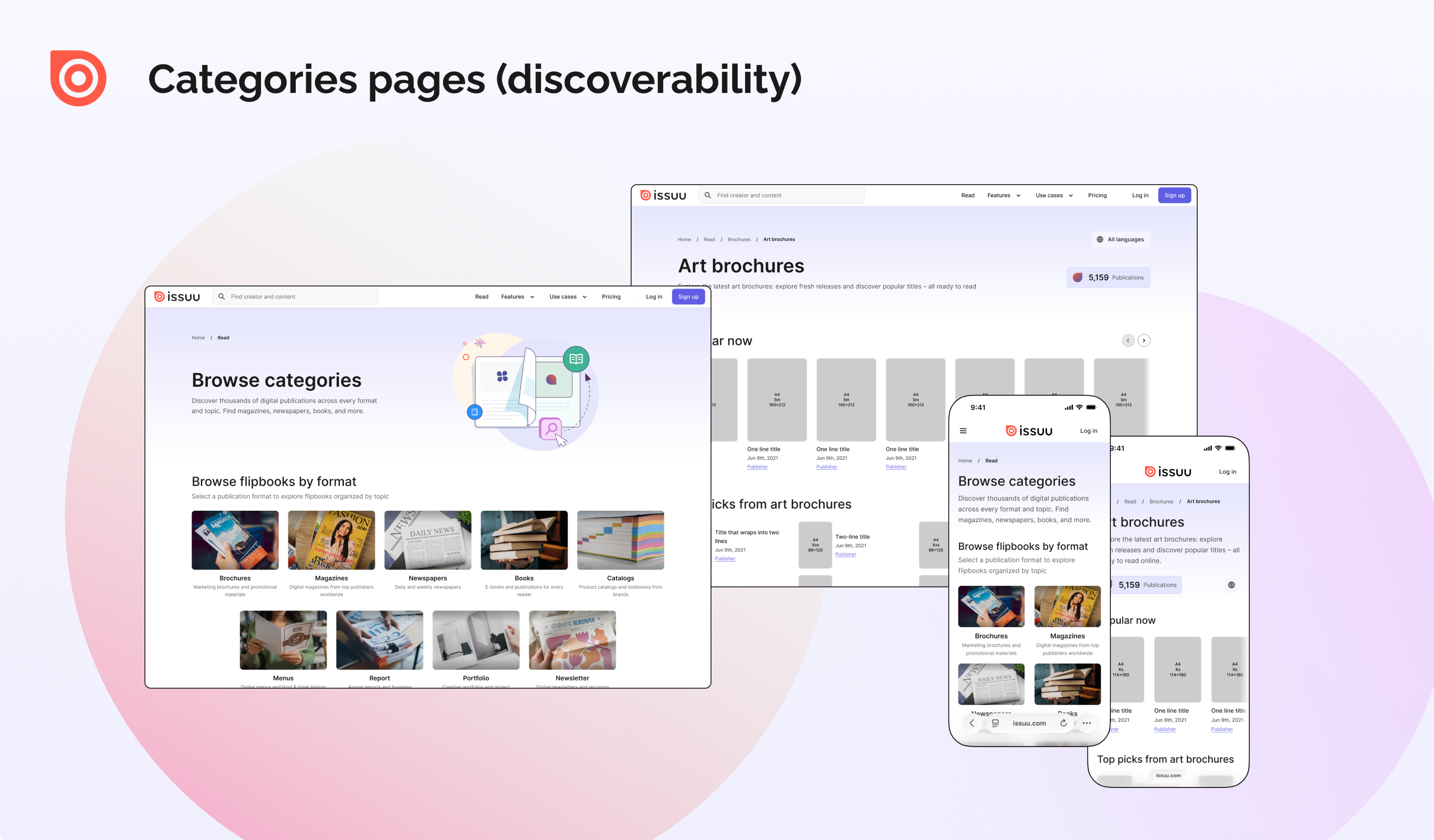 Redesigned categories and publication-type pages