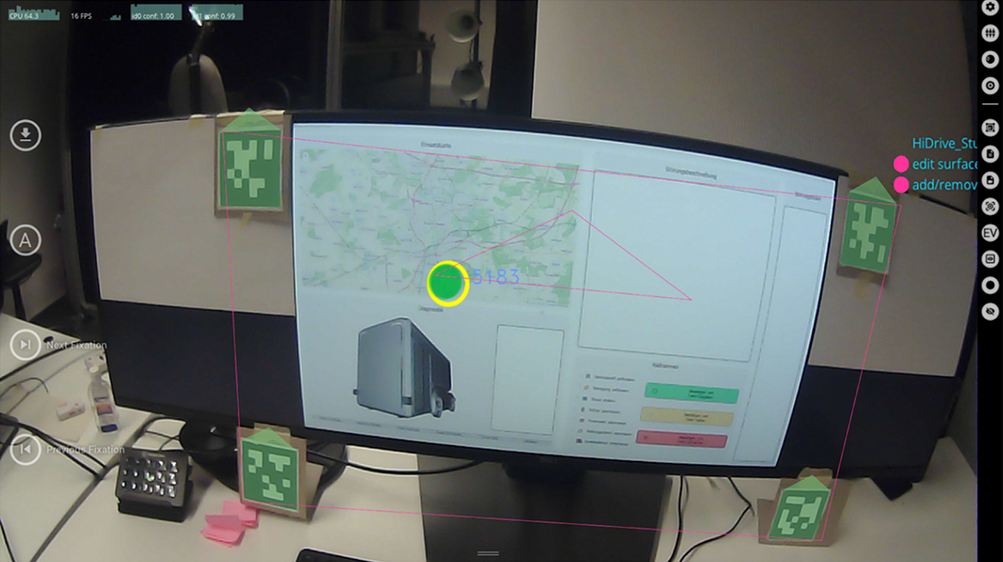 Eye-tracking rig with monitor and fiducial markers