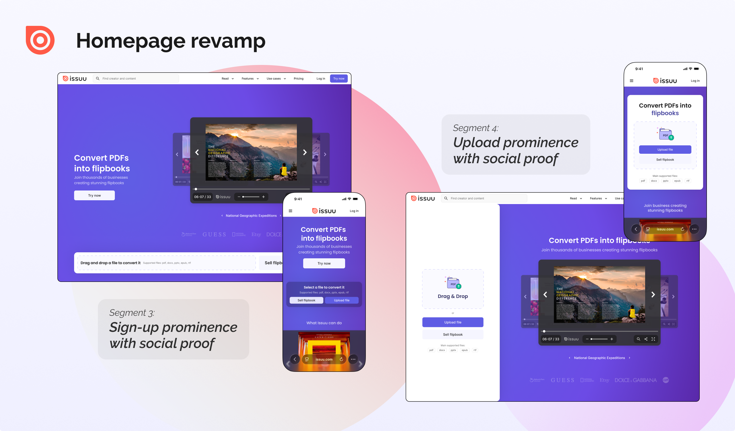 Homepage A/B test, treatments 3 and 4