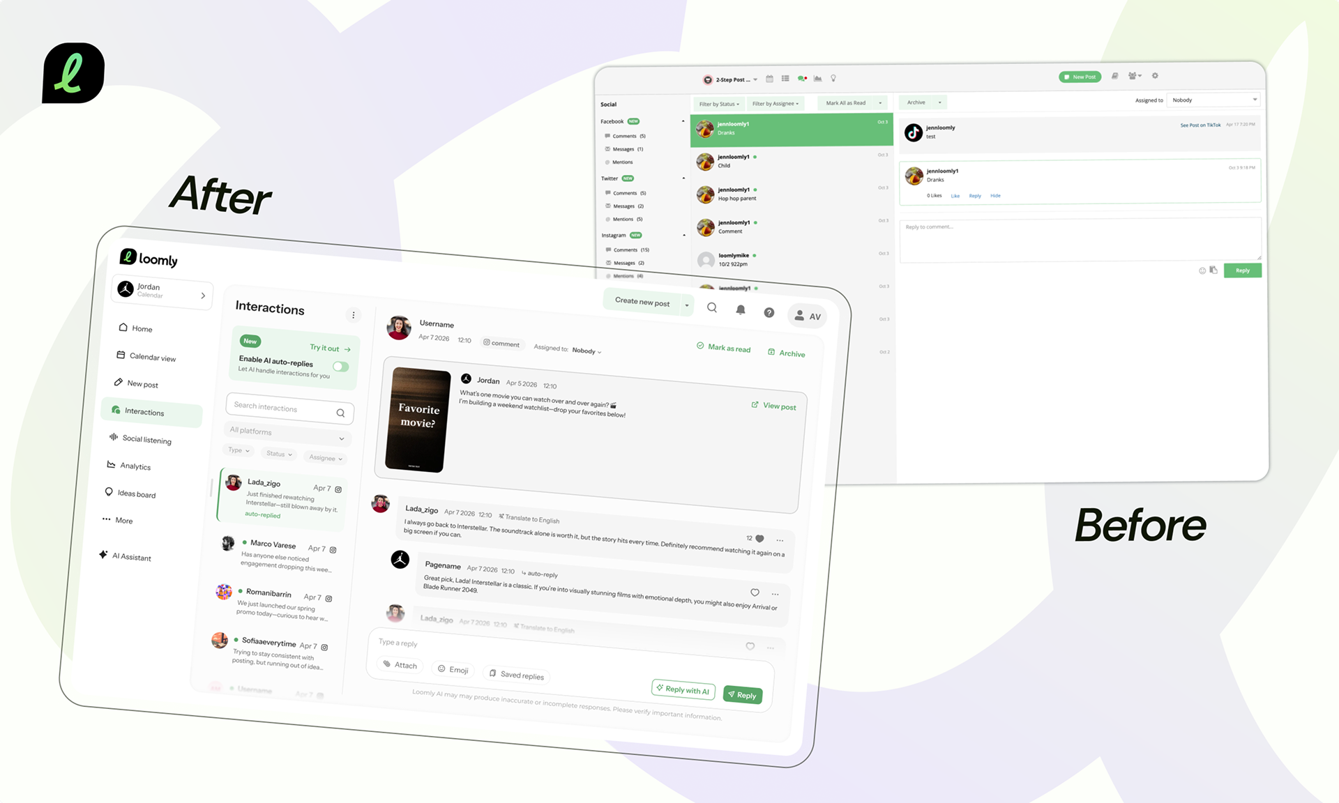 Interactions and AI replies