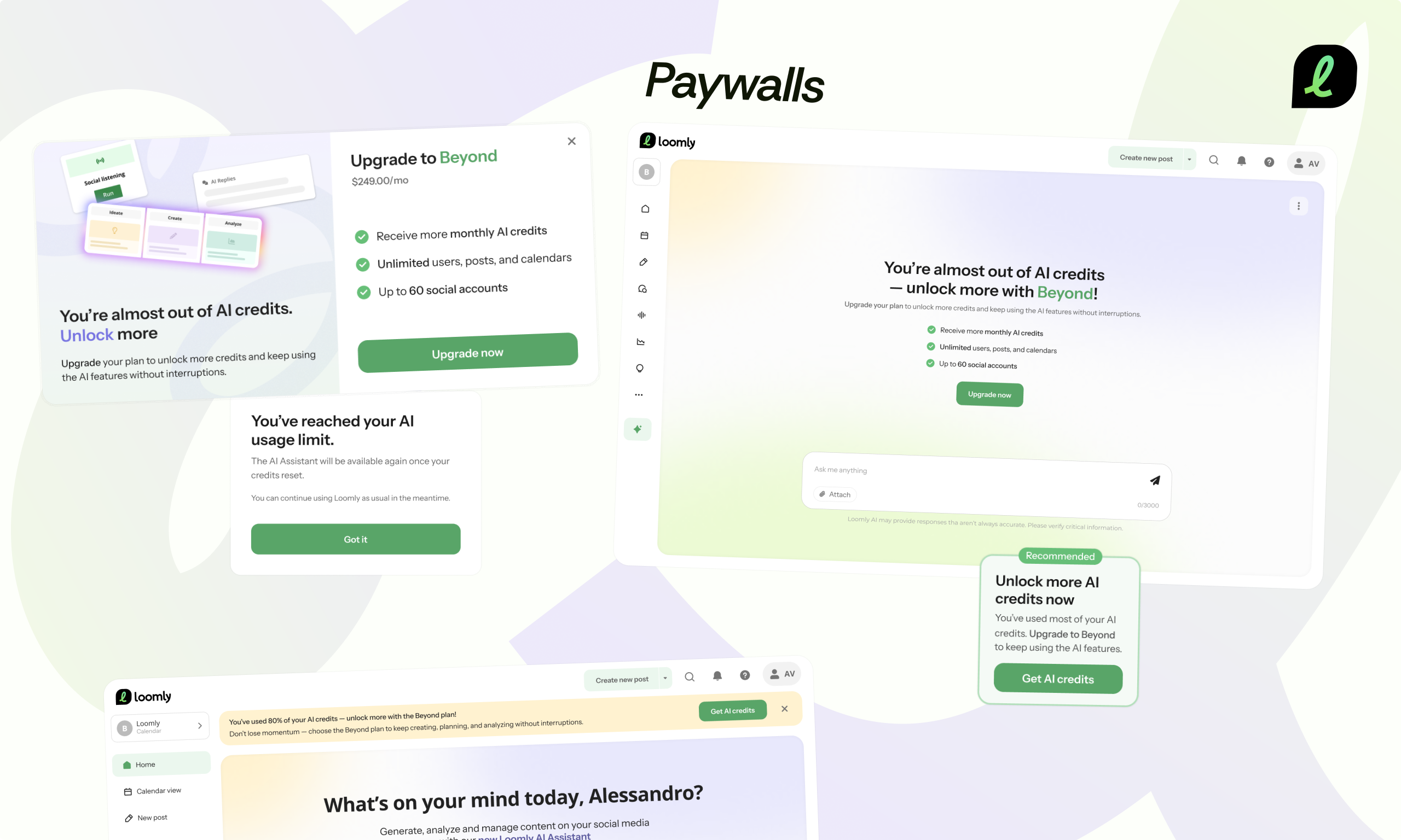 AI credits and paywall states